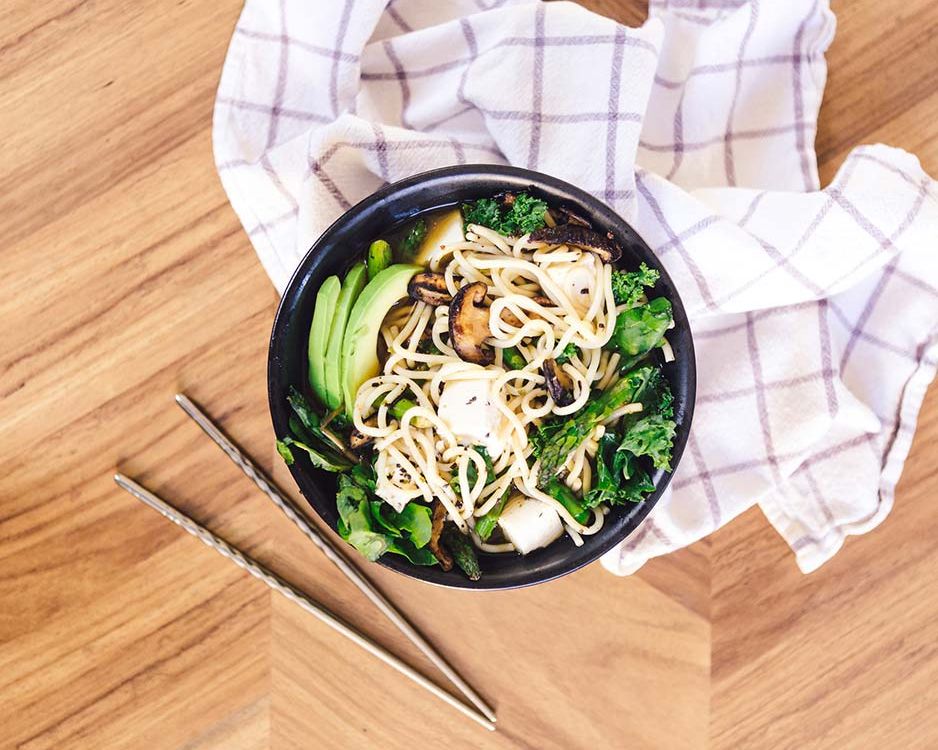 Asian-vegan-food Vegan asian food bowl with chopsticks