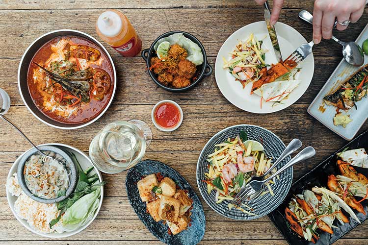 Brunswick-Mess-Hall-Restaurant A table with several different dishes from the brunswick mess hall