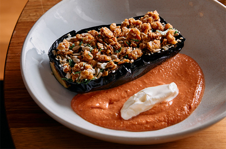 tino-restaurant-brunswick a close up photo of an eggplant dish